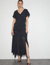 Renata Ruffle Maxi Dress, Black (BLACK), large