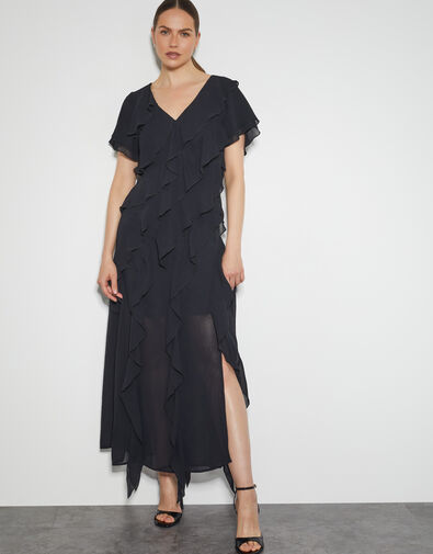 Renata Ruffle Maxi Dress, Black (BLACK), large