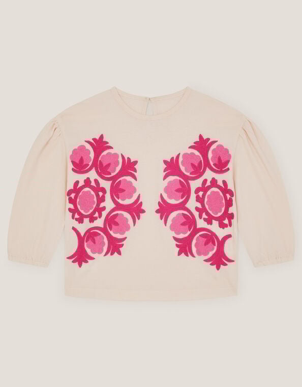 Chain Stitch Long Sleeve Top, Ivory (IVORY), large