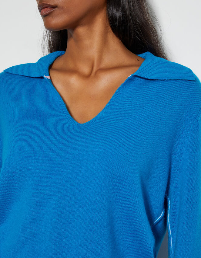 Cara Collar Cashmere Jumper, Blue (BLUE), large