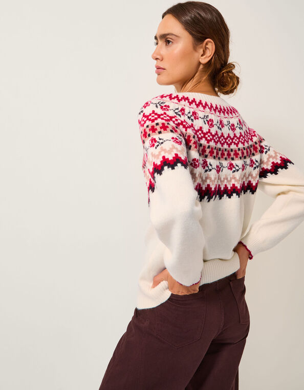 Rhi Floral Fair Isle Jumper, Ivory (IVORY), large