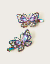 Ombre Butterfly Hair Clips Set of Two, , large