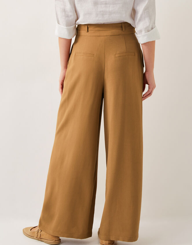 Nina Wide Leg Trousers, Brown (TOBACCO), large