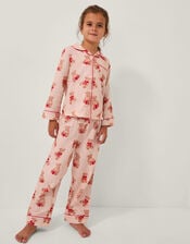Teddy Bear Print Long Christmas Pyjamas Set, Cream (CREAM), large
