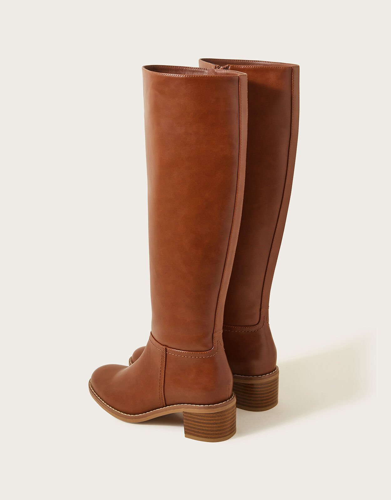 Womens tan leather clearance knee high boots uk