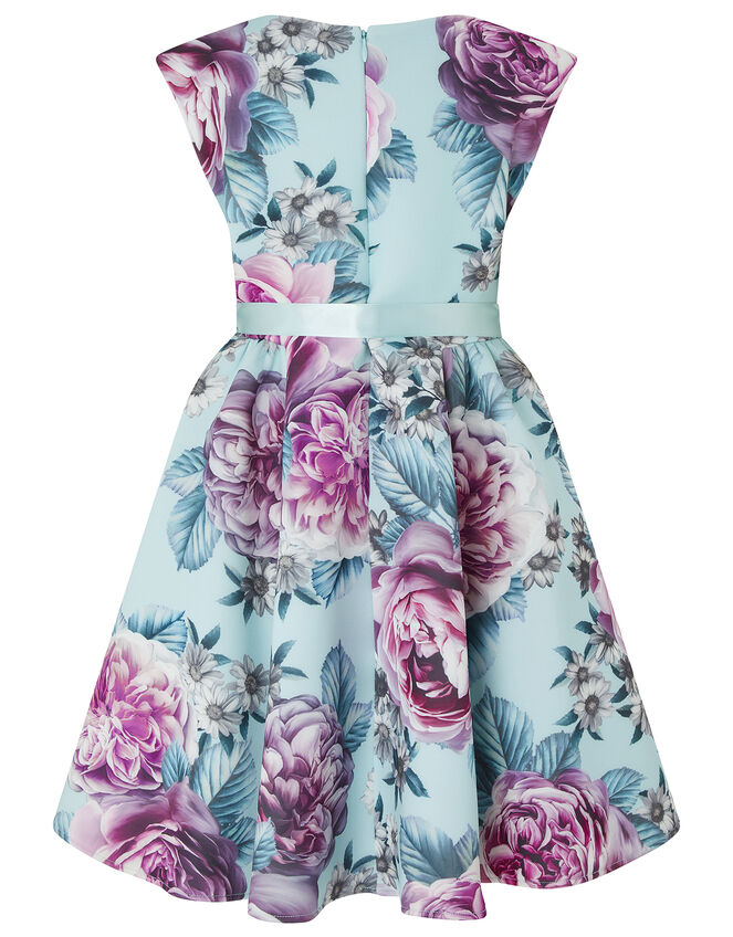 Leena Floral Scuba Occasion Dress, Blue (PALE BLUE), large