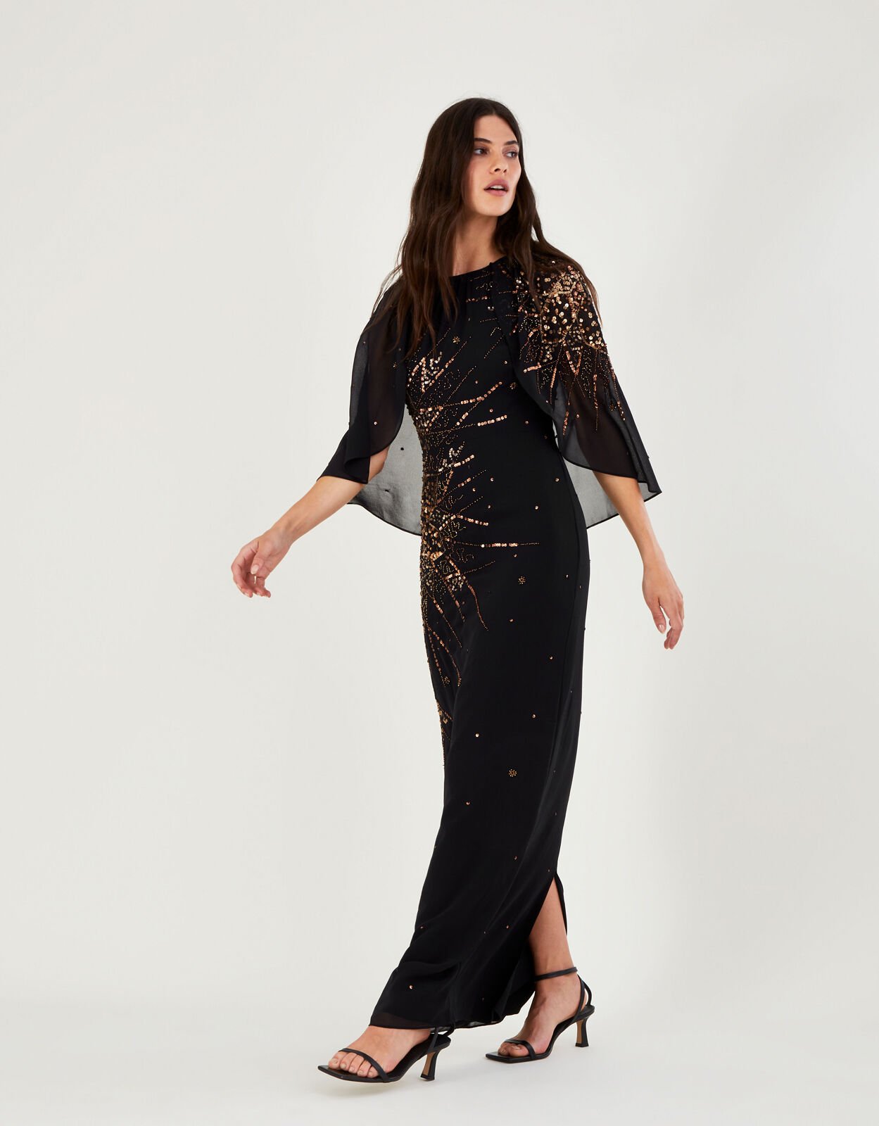 Monsoon long cheap black dress