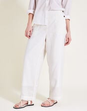 Parker Linen Crop Trousers, White (WHITE), large