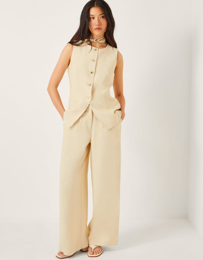 Alba Wide Leg Tailored Trousers, Yellow (YELLOW), large