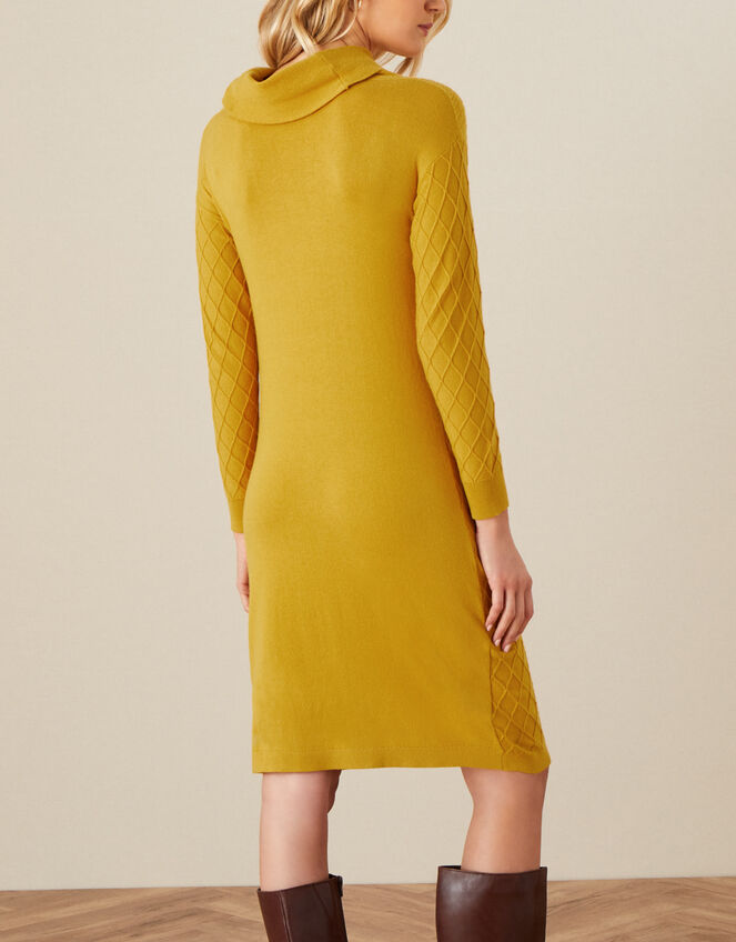 Cali Stitchy Knit Dress, Yellow (OCHRE), large