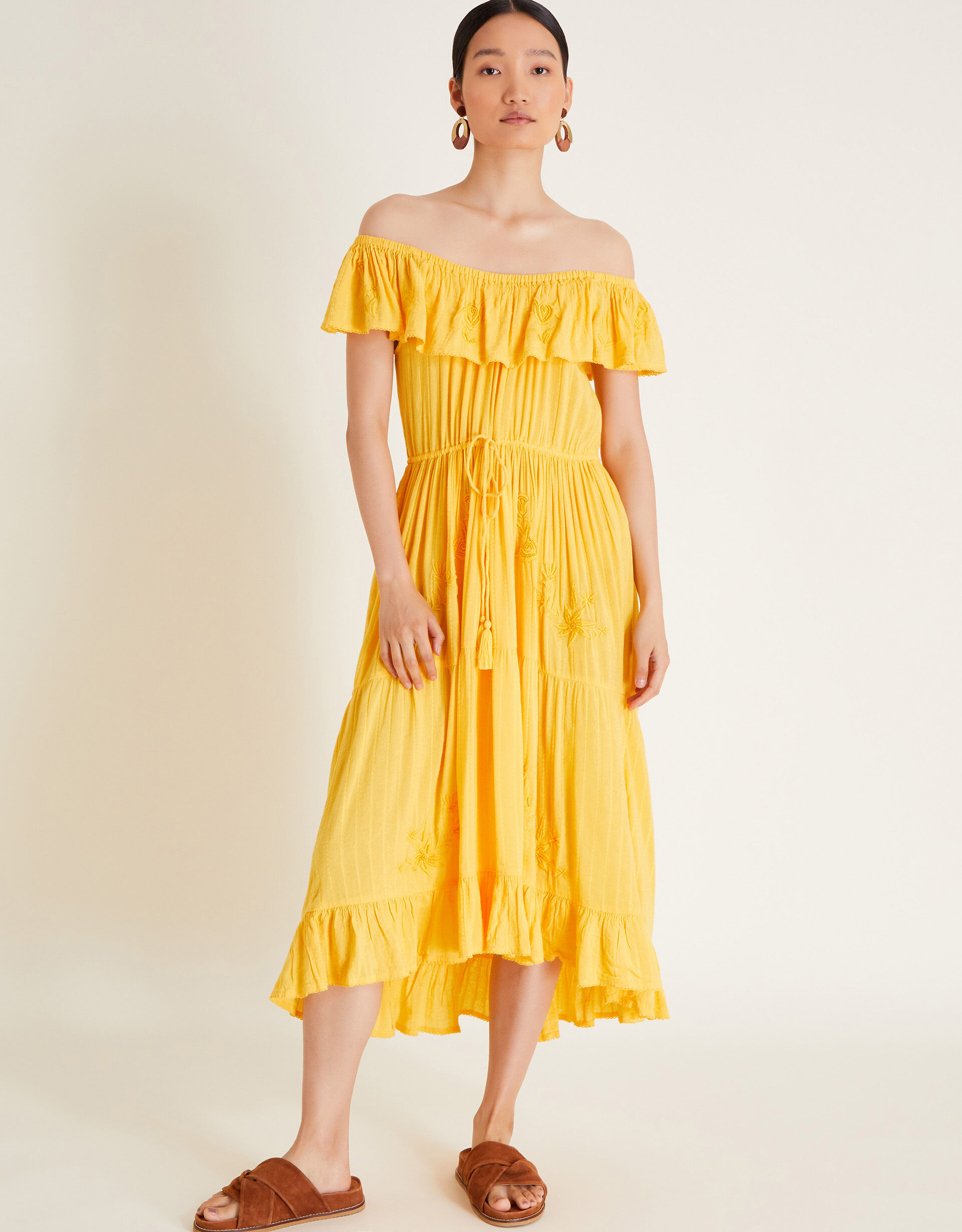 Yellow ruffle dress outlet