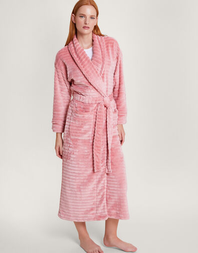 Stripe Textured Dressing Gown, Pink (ROSE), large