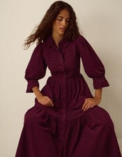 Winnie Corduroy Midi Shirt Dress, Red (BURGUNDY), large