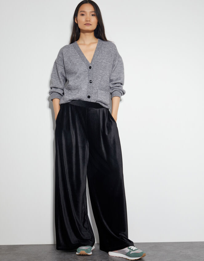 Shay Rib Wide Leg Trousers, Black (BLACK), large