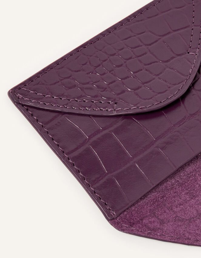 Croc Effect Leather Cardholder, , large