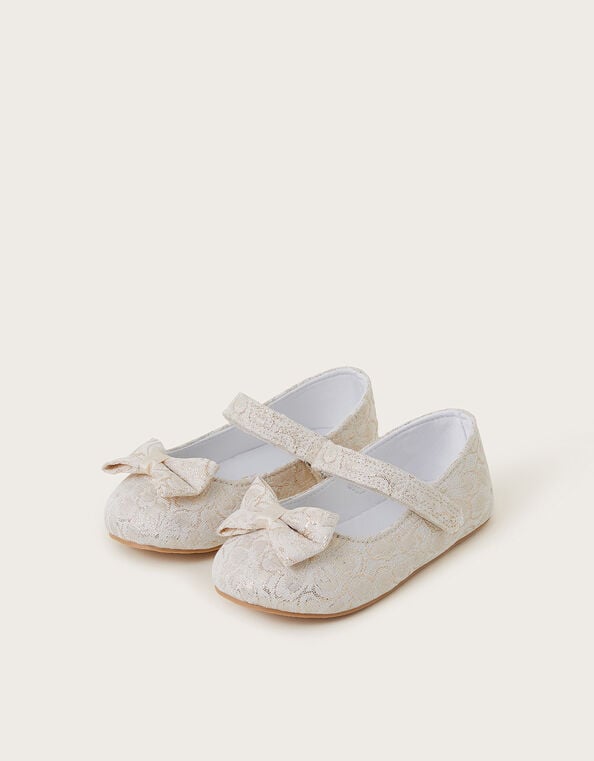 Baby Jacquard Bow Walkers, Gold (GOLD), large