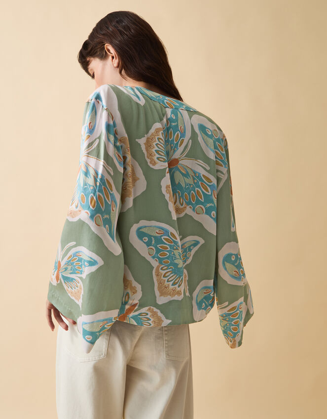 Clemence Aurelie Butterfly Kimono Jacket, Green (SAGE), large