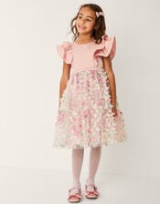 Aisha Appliqu&eacute; Butterfly Ruffle Party Dress, Multi (MULTI), large