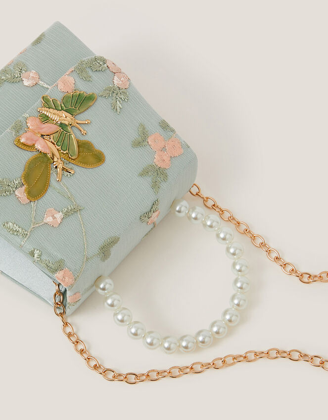 Floral Embroidered Butterfly Handbag, , large