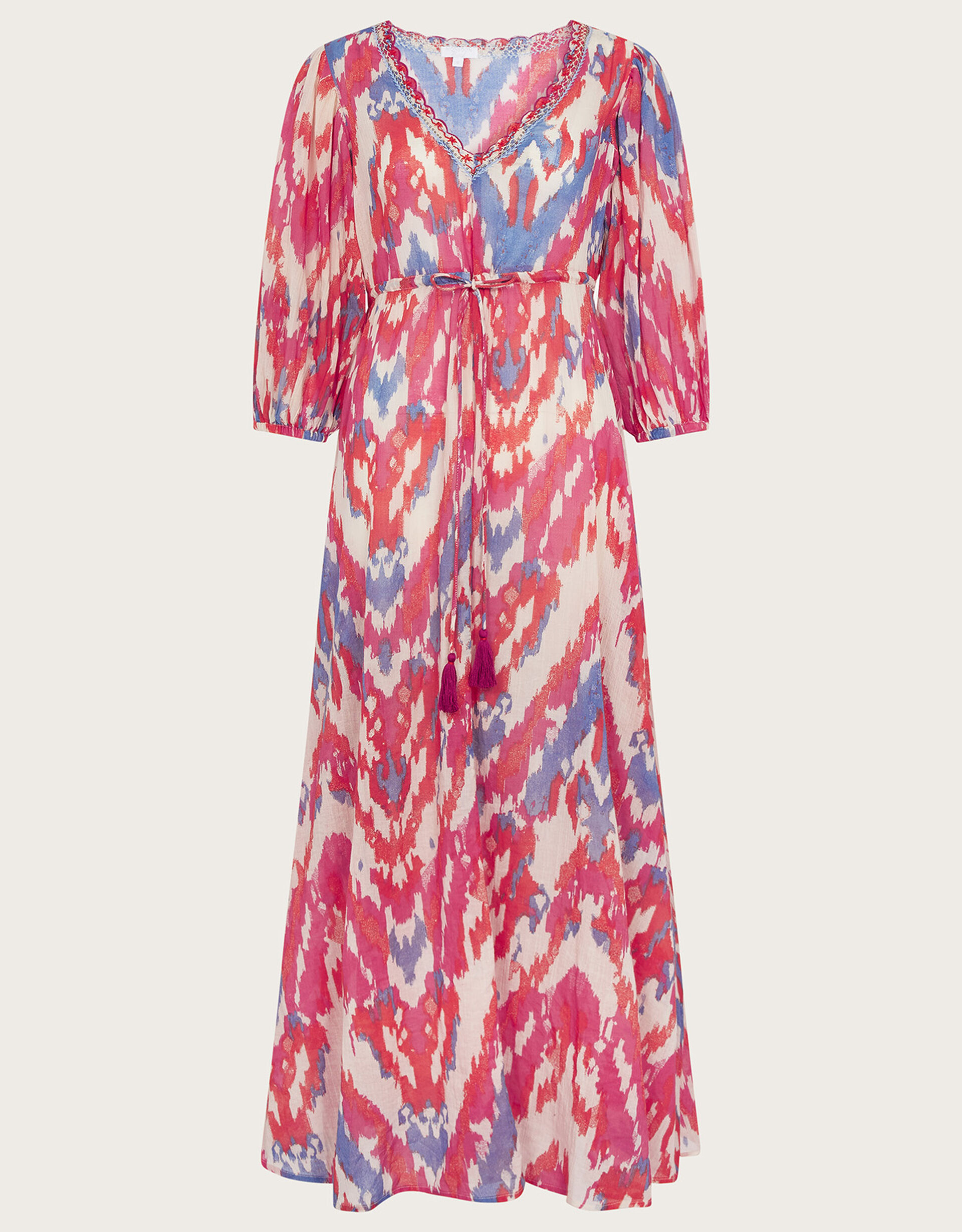 Pop Pink Ikat Cotton Dress