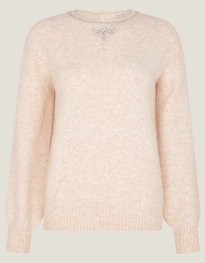 Ellen Diamant&eacute; Embellished Jumper, Ivory (IVORY), large