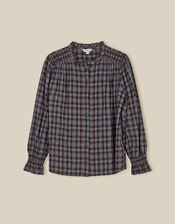 Ruby Check Blouse, Blue (BLUE), large