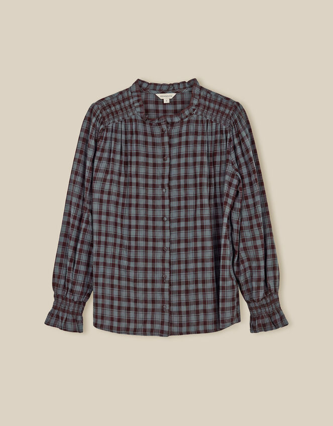 Ruby Check Blouse, Blue (BLUE), large