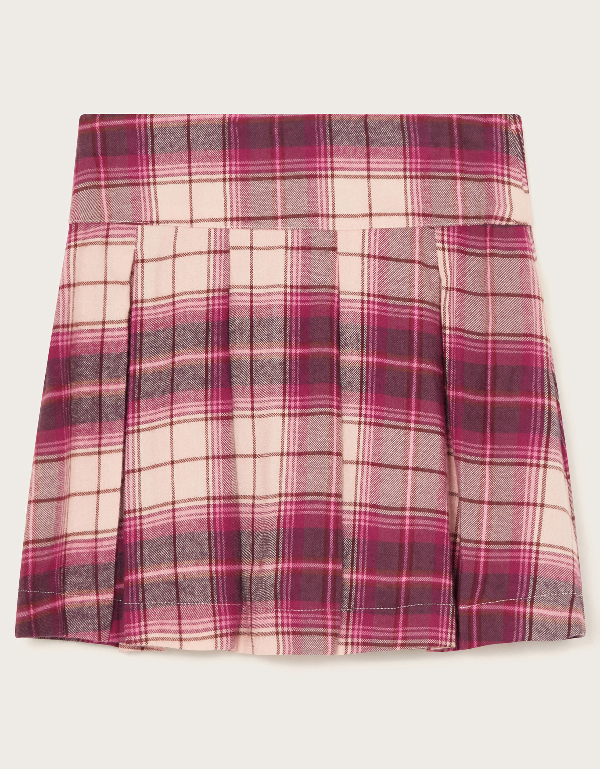 Pink plaid pleated skirt deals