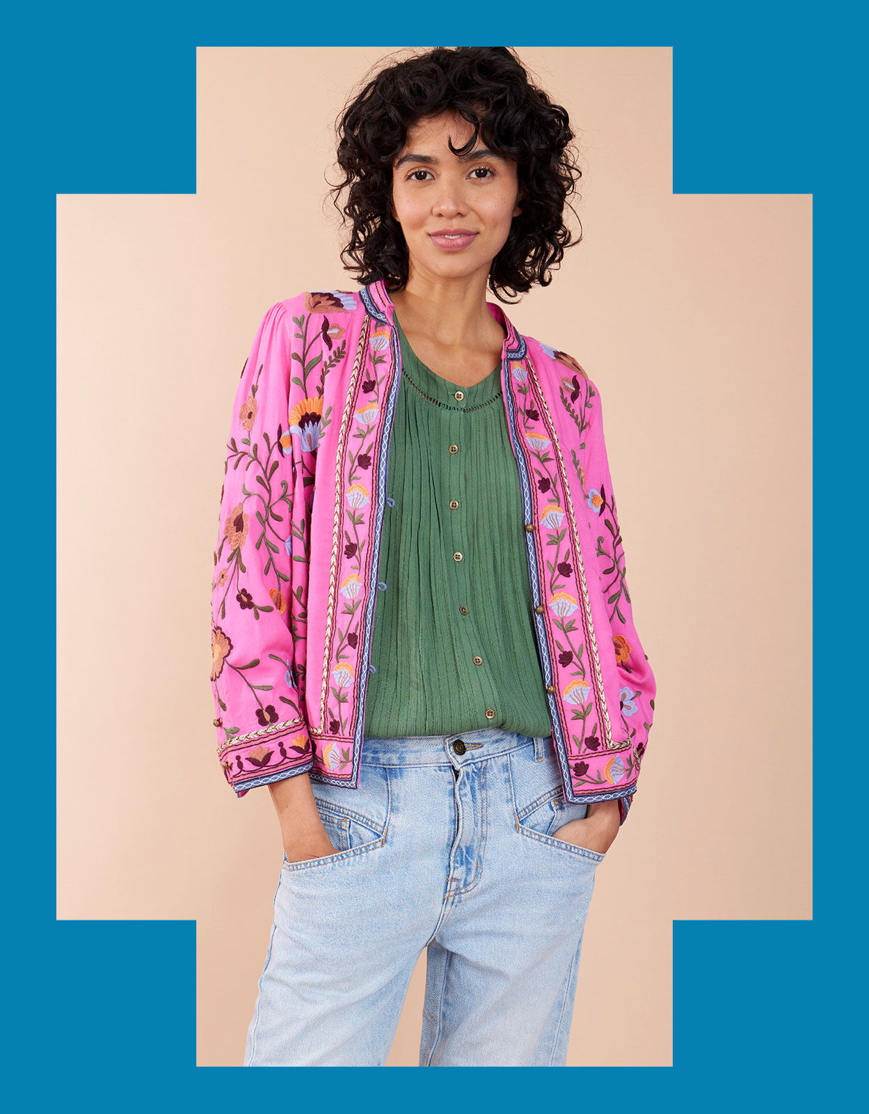 Pink embroidered jacket 2025