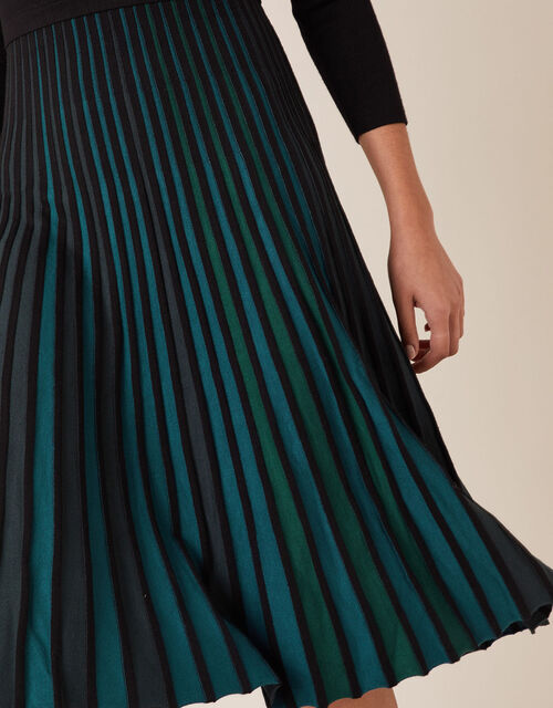 Pleated Colour Insert Midi Dress, Black (BLACK), large