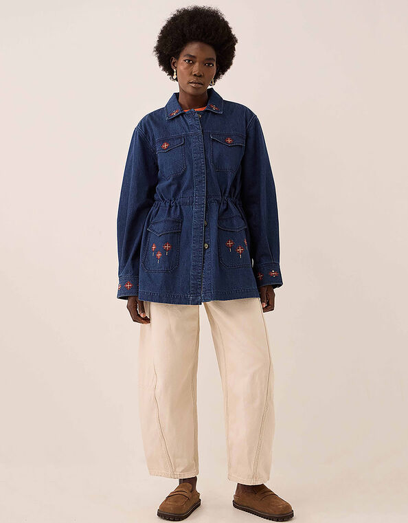 East Marion Indigo Denim Embroidered Jacket, Blue (DENIM), large
