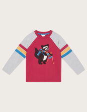 Long Sleeve Raccoon Raglan Top, Red (RED), large