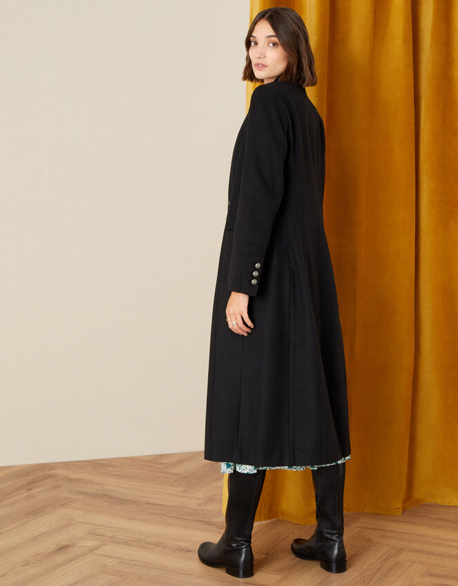 Joey Long Coat in Wool Blend, Black (BLACK), large