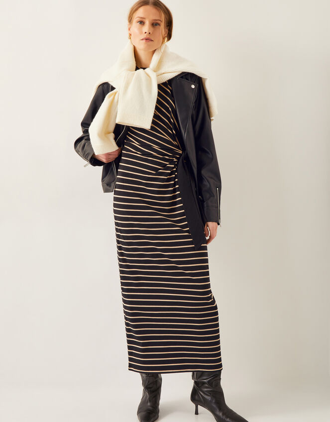 Sanya Stripe Jersey Maxi Dress, Black (BLACK), large