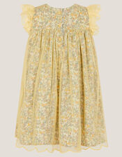 Baby Darcie Ditsy Floral Mesh Dress, Yellow (YELLOW), large