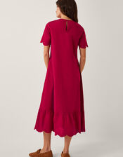 Orla Short Sleeve Broderie Midi Dress, Red (RED), large