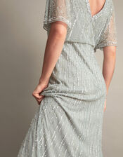 Elizabeth Embellished Maxi Dress in Recycled Polyester, Green (GREEN), large