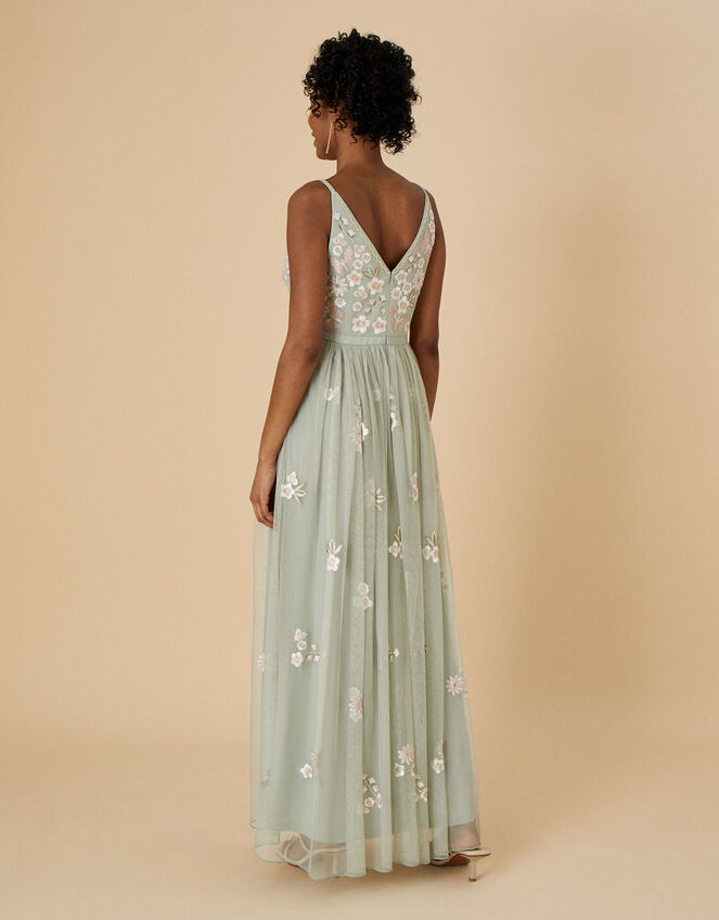 Ashley Embellished Dress in Recycled Polyester, Green (GREEN), large