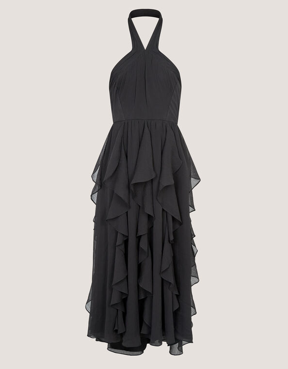 Arizona Halter Ruffle Prom Dress, Black (BLACK), large
