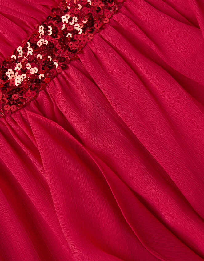Clemmie Sequin Chiffon Prom Dress, Red (RED), large