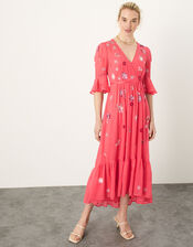 Aimee Embellished Wrap Dress, Orange (PEACH), large
