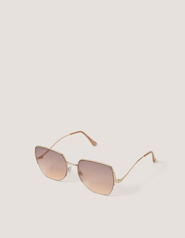 Oversized Metal Sunglasses, , large