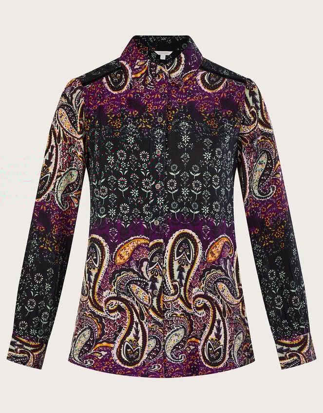 Paisley Print Blouse in LENZING™ ECOVERO™, Red (BURGUNDY), large