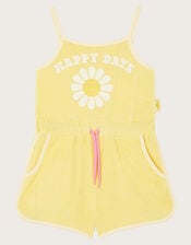 Towelling Happy Days Playsuit, Yellow (YELLOW), large