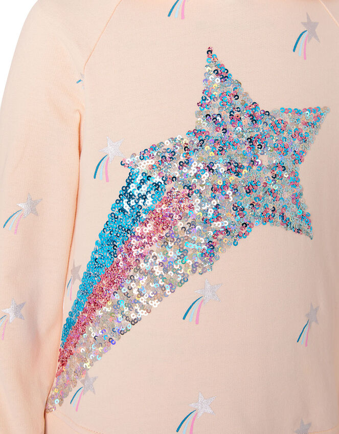 Sequin Shooting Star Hooded 2-in-1 Dress, Nude (NUDE), large