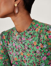 Zeina Ditsy Print Dress, Green (GREEN), large