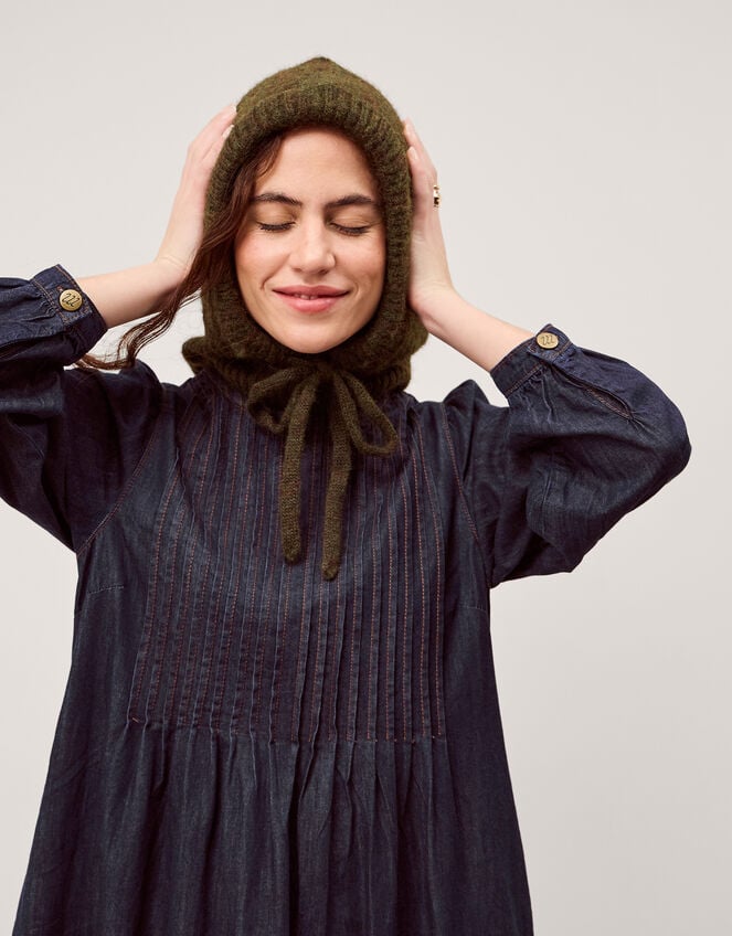 Remy Pintuck Denim Midi Dress Blue