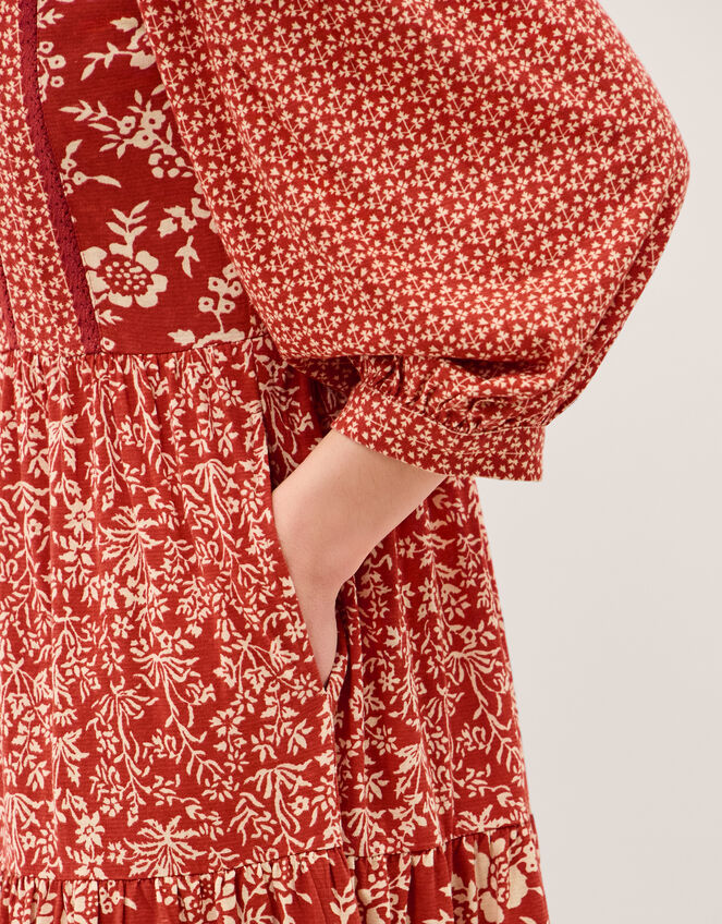 Palmer Floral Jersey Midi Dress Red