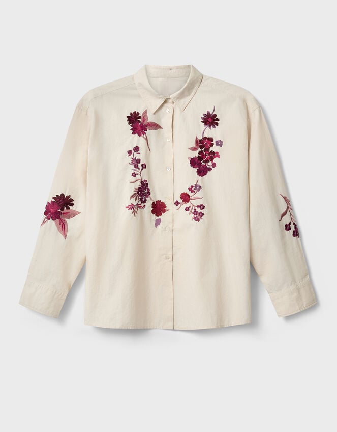 East Liya Embroidered Shirt, Camel (BEIGE), large