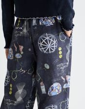 Scotch & Soda Gia Print Wide Leg Trousers, Blue (NAVY), large